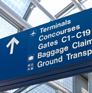 Helvetica on airport signage
