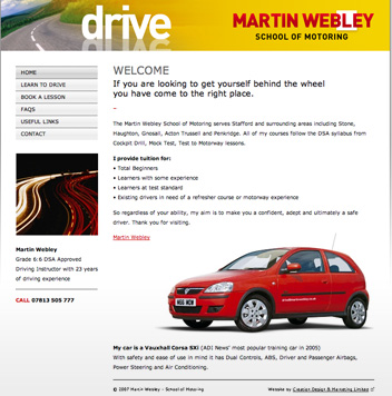 Martin Webley School of Motoring Martin Webley Website Overview