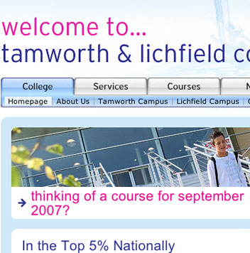Tamworth & Lichfield College Tamworth & Lichfield College Website Detail Closeup (Left)